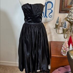 Vintage Gunne Sax Dress Jessica McClintock Black Satin